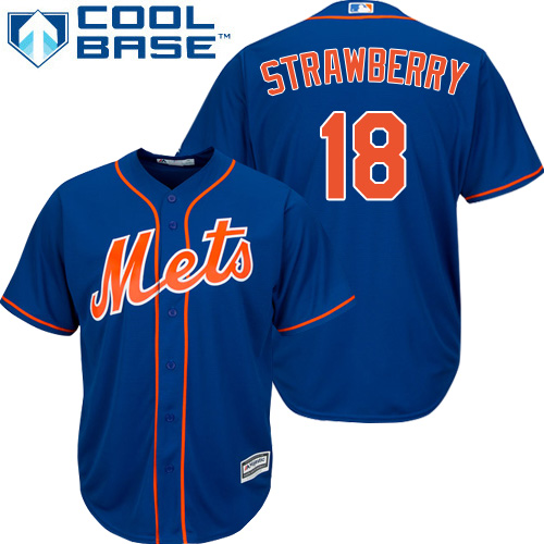 Mets #18 Darryl Strawberry Blue Cool Base Stitched Youth MLB Jersey